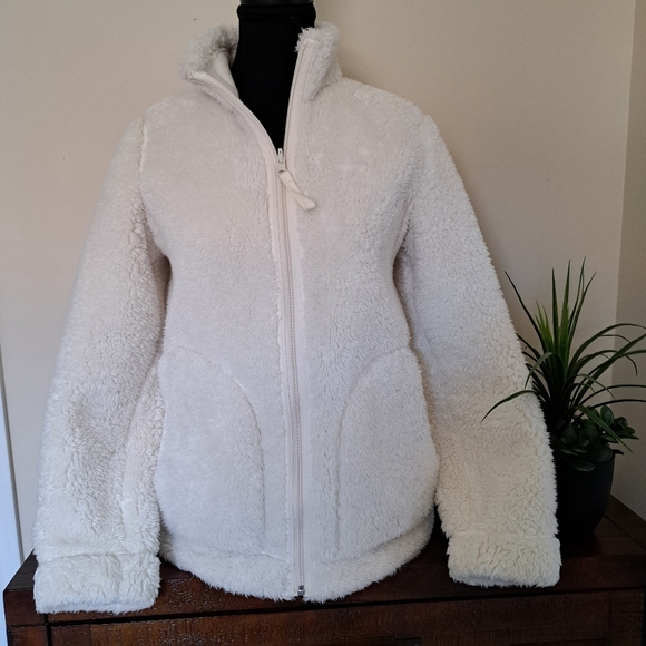 Uniqlo Reversible Jacket Sherpa Fleece Cream Size Small Cozy Neutral Zip Up - Picture 7 of 14